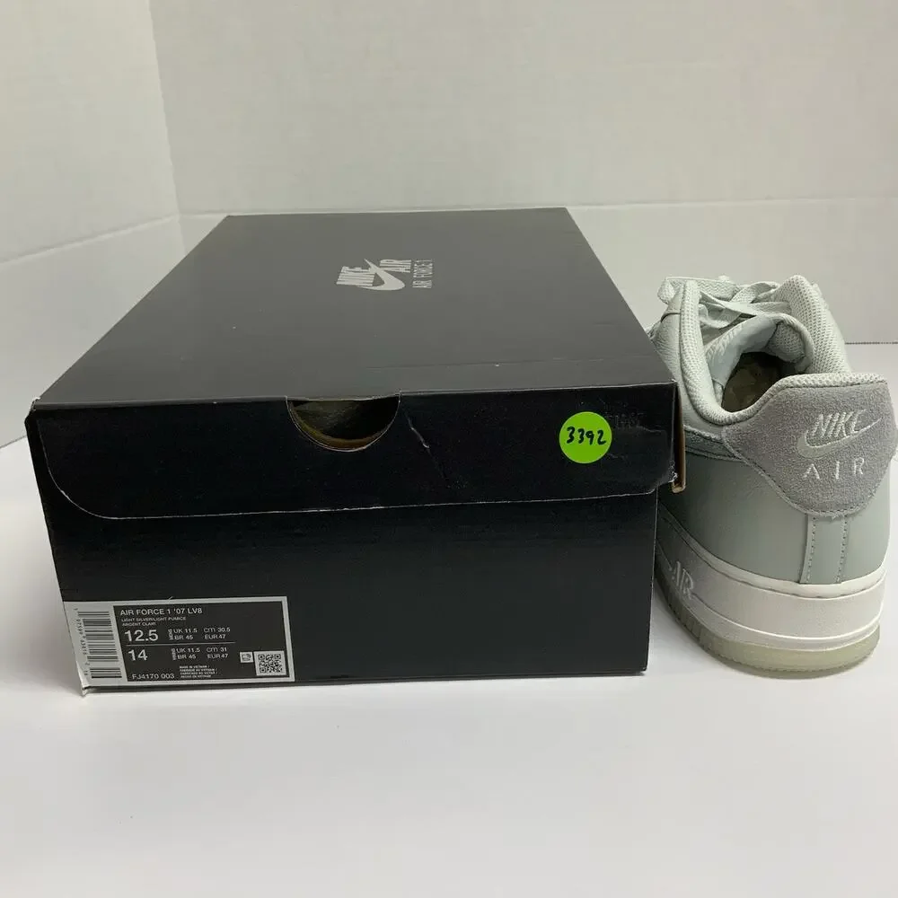 Nike Air Force 1 '07 LV8 Light Silver Pumice FJ4170 003 Size 12.5 Men Grey White